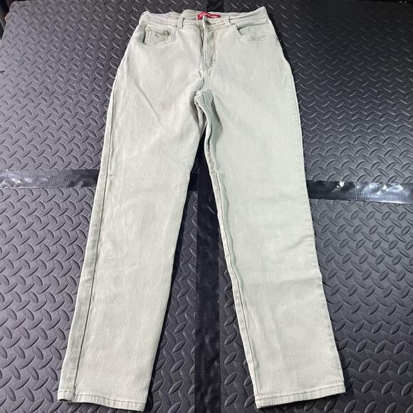 Gloria Vanderbilt Jeans Womens 12 Green Stretch Straight Leg Five Pocket Denim - Picture 1 of 10